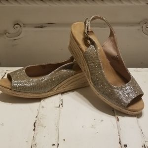 Gold Wedge Espadrilles